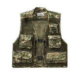 Gilet décontracté à plusieurs poches en maille de camouflage