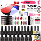 Set à ongles lampe sèche ongles +12 PCS Kit de vernis à ongles + Gel + perceuse à ongles électrique ...