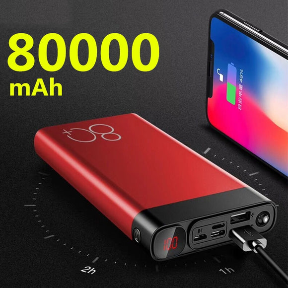 Banque de puissance 80000mAh Charge rapide double USB grande capacité