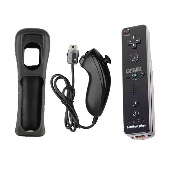 Pour Nintendo Wii 2 en 1 ensemble de manettes de jeu à distance avec télécommande sans fil Bluetooth Motion Plus pour Wii Nunchuck Joypad