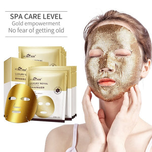 Masque facial feuille d'or 5 pièces hydratant réparateur estompe les ridules anti-rides