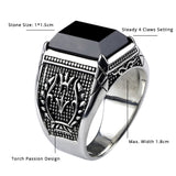 SAISONIA Bague en argent 925/1000 avec Onyx noir pierre naturelle