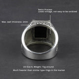 SAISONIA Bague en argent 925/1000 avec Onyx noir pierre naturelle