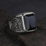 SAISONIA Bague en argent 925/1000 avec Onyx noir pierre naturelle