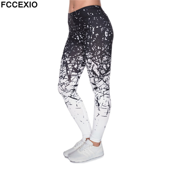 SAISONIA haute qualité Leggings blanc noir élément imprimé