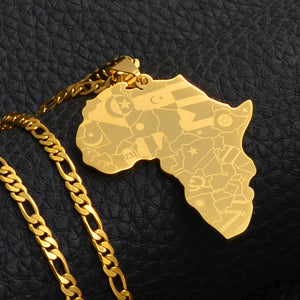 Pendentif +chaîne cartes africaines bijoux pour femmes hommes