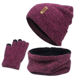 Bonnets écharpe gants unisexe ensemble hiver épais