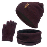 Bonnets écharpe gants unisexe ensemble hiver épais