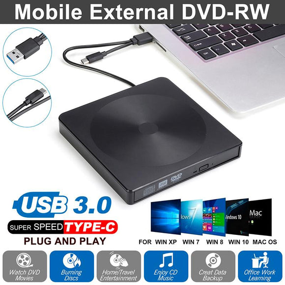 SAISONIA Lecteur DVD externe lecteur optique type-c USB 3.0 lecteur CD ROM CD-RW graveur enregistreur pour ordinateur