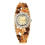 Montre Cristal Bracelet Fleur  Quartz Avec Strass