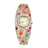 Montre Cristal Bracelet Fleur  Quartz Avec Strass