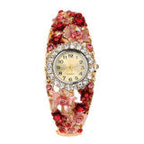 Montre Cristal Bracelet Fleur  Quartz Avec Strass