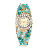 Montre Cristal Bracelet Fleur  Quartz Avec Strass