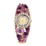 Montre Cristal Bracelet Fleur  Quartz Avec Strass