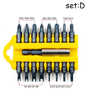 17 pièces ensemble d'embouts de tournevis hexagonal Torx tête plate croix