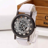 Montre Pour Hommes Bande De Cuir Évider Analogique Alliage Quartz