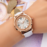 Montre Strass Bracelet En Cuir Alliage Quartz