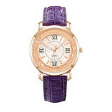 Montre Strass Bracelet En Cuir Alliage Quartz