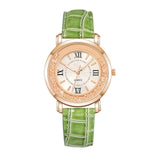 Montre Strass Bracelet En Cuir Alliage Quartz