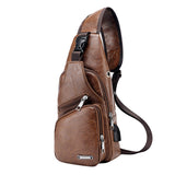 Sac Hommes En Cuir Poitrine Pack USB