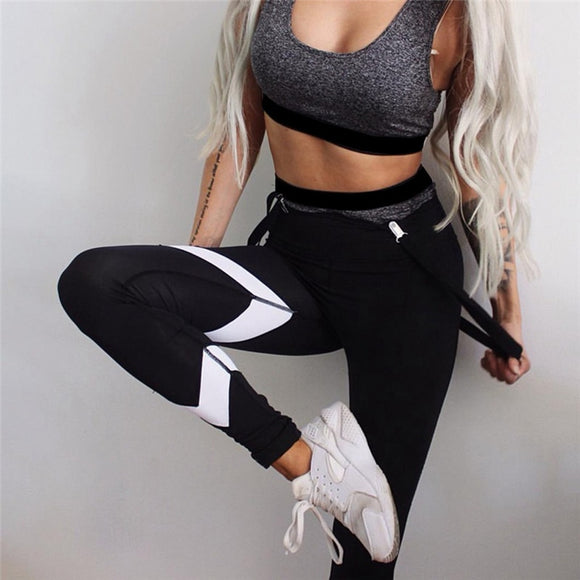 Leggings femmes vêtements de Fitness élastique noir & blanc Leggings taille haute