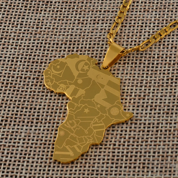 Pendentif +chaîne cartes africaines bijoux pour femmes hommes