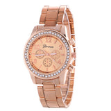 Nouveau Mode Femmes Robe Strass Quartz Montre En Or Rose Montre Femelle En Acier Inoxydable Alliage Montres-Bracelets