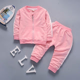 2019 Printemps Bébé Survêtement  Enfants Garçon Fille Coton Zipper Veste Pantalon 2 Pcs / Ensembles Enfants Loisirs Sport Costume Infantile Vêtements