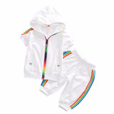 2019 Printemps Bébé Survêtement  Enfants Garçon Fille Coton Zipper Veste Pantalon 2 Pcs / Ensembles Enfants Loisirs Sport Costume Infantile Vêtements